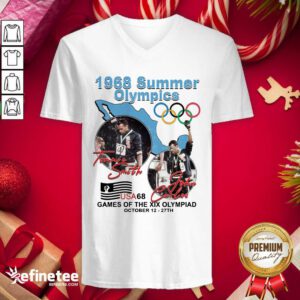 Happy Tommie Smith John Carlos 1968 Summer Olympics Games Of The Xix Olympiad V-neck - Design By Refinetee.com