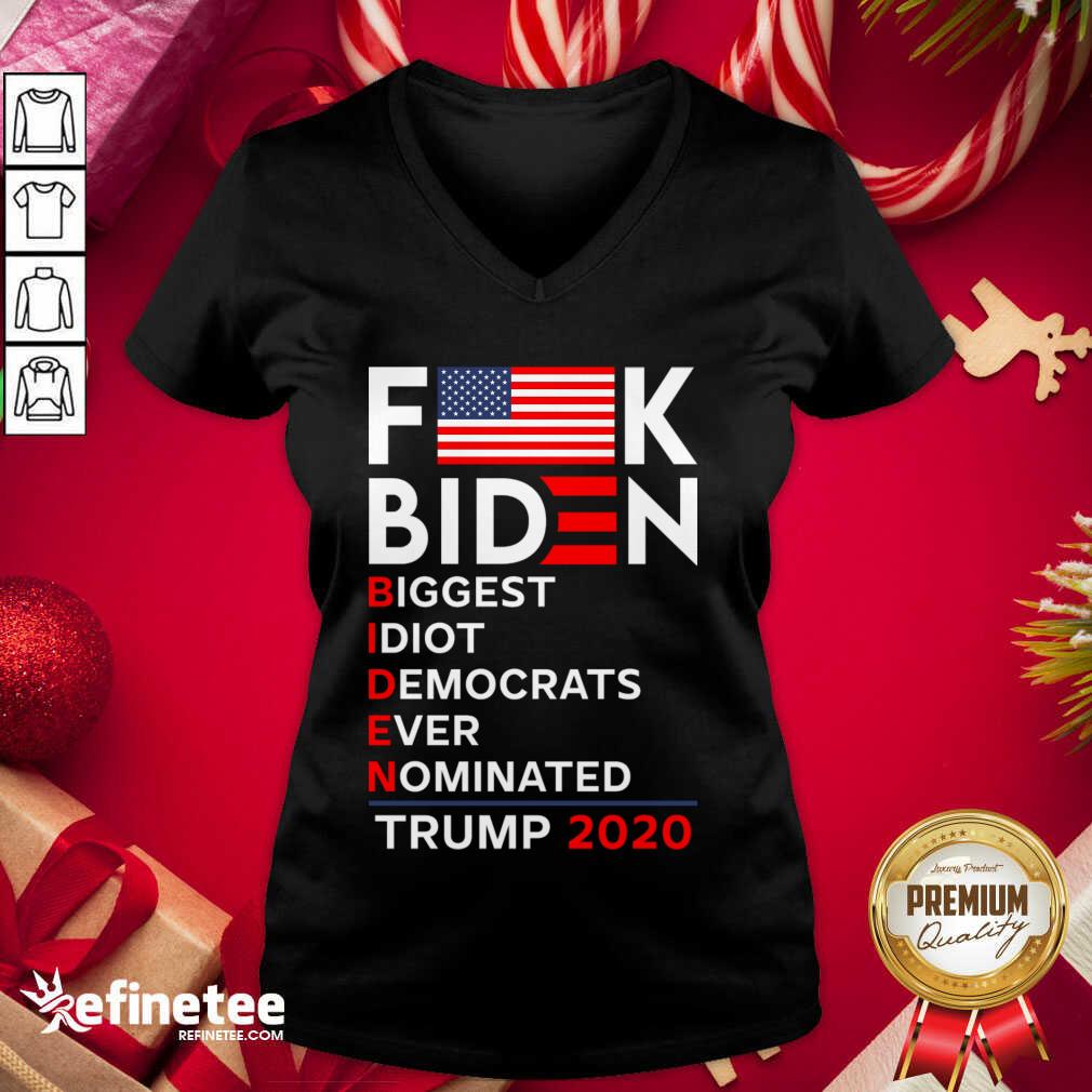 Hot Biden Biggest Idiot Democrats Ever Nominated Trump V-neck - Design By Refinetee.com Biden Biggest Idiot Democrats Ever Nominated Trump V-neck - Design By Refinetee.com