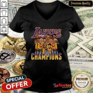 Hot Los Angeles Lakers Team Champions 2020 V-neck - Design By Refinetee.com