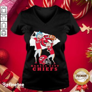 Hot Rick And Morty Kansas City Chiefs V-neck - Design By Refinetee.com