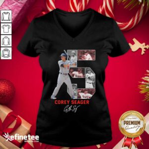 Lovely 5 Corey Seager Los Angeles Dodgers Signature Shirt V-neck - Design By Refinetee.com