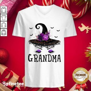 Lovely Grandma Witch Hat Halloween V-neck - Design By Refinetee.com