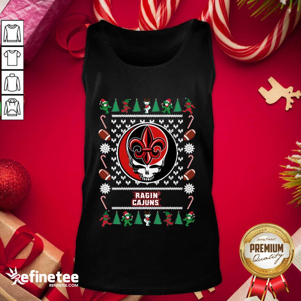 Lovely Louisiana Ragin Cajuns Grateful Dead Ugly Christmas Tank Top - Design By Refinetee.com Louisiana Ragin Cajuns Grateful Dead Ugly Christmas Tank Top - Design By Refinetee.com