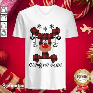 Lovely Reindeer Caregiver Squad Christmas V-neck - Design By Refinetee.com