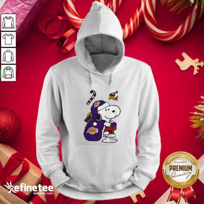 Lovely Snoopy And Woodstock Los Angeles Laker Merry Christmas 2020 Hoodie - Design By Refinetee.com