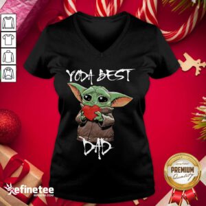 Nice Baby Yoda Hug Heart Best Dad V-neck - Design By Refinetee.com