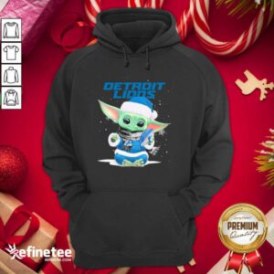 Nice Baby Yoda play Rugby Detroit Lions Merry Christmas Hoodie - Design By Refinetee.com