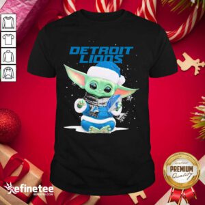 Nice Baby Yoda play Rugby Detroit Lions Merry Christmas Shirt - Design By Refinetee.com