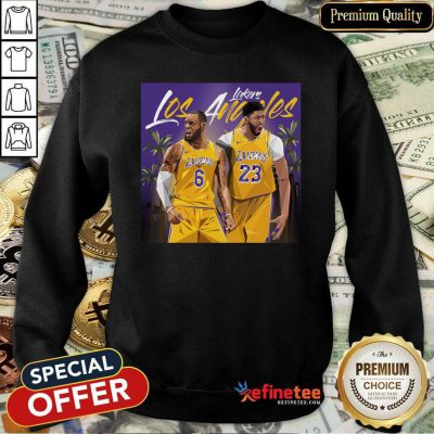 Nice Los Angeles Lakers Eddie Jones And Lebron James Sweatshirt - Design By Refinetee.com