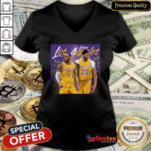 Nice Los Angeles Lakers Eddie Jones And Lebron James V-neck - Design By Refinetee.com