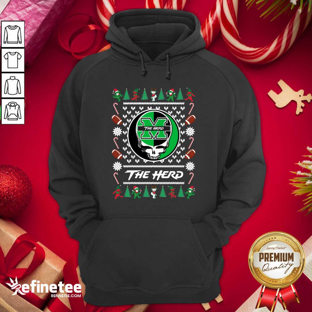 Nice Marshall Thundering Herd Grateful Dead Ugly Christmas Hoodie - Design By Refinetee.com Marshall Thundering Herd Grateful Dead Ugly Christmas Hoodie - Design By Refinetee.com