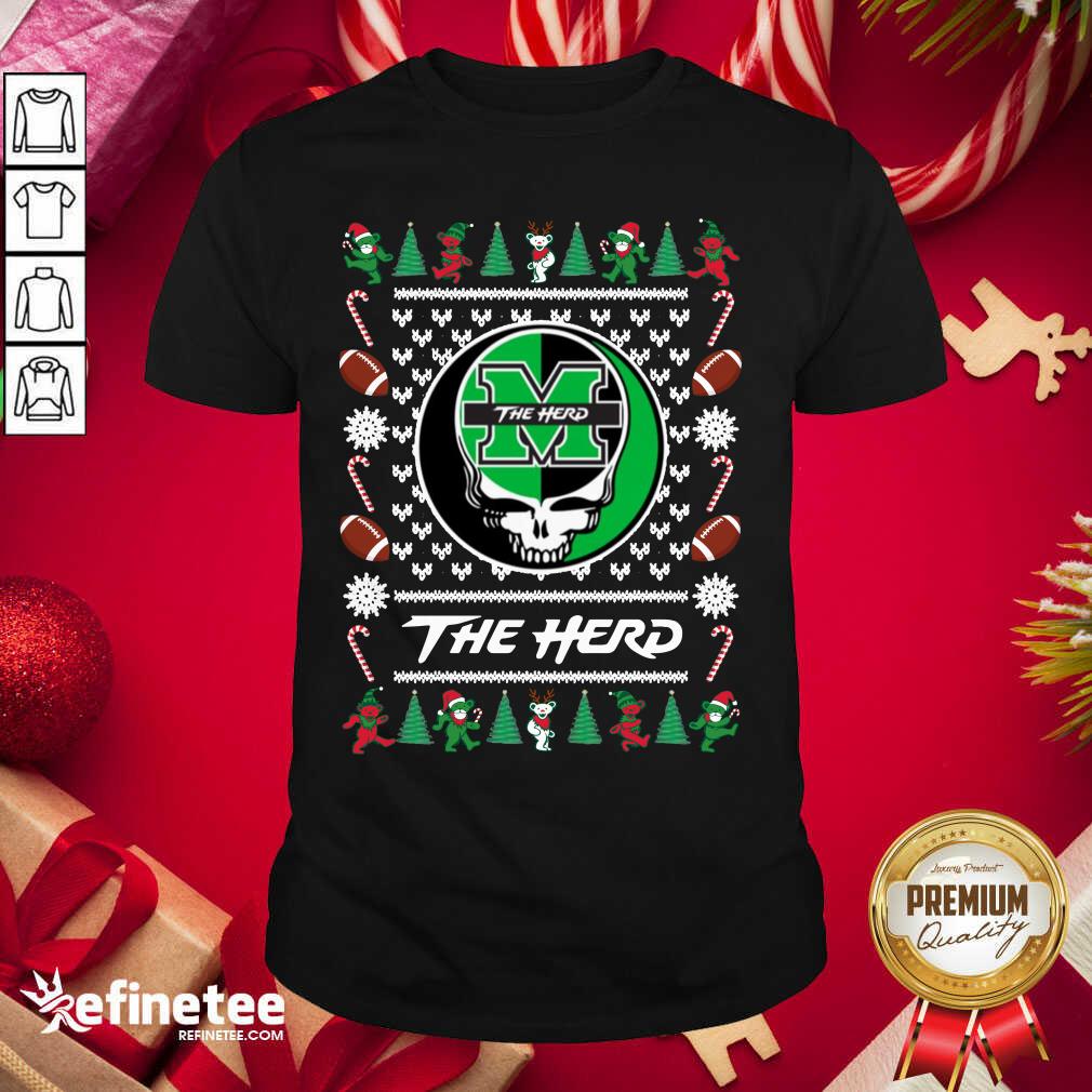 Nice Marshall Thundering Herd Grateful Dead Ugly Christmas Shirt - Design By Refinetee.com