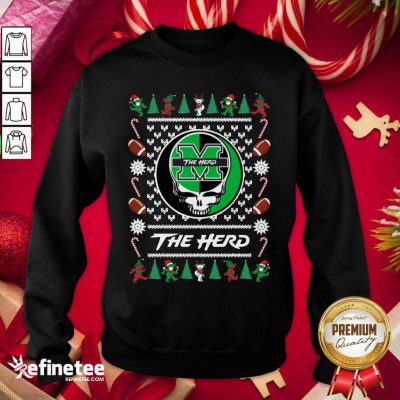Nice Marshall Thundering Herd Grateful Dead Ugly Christmas Sweatshirt - Design By Refinetee.com