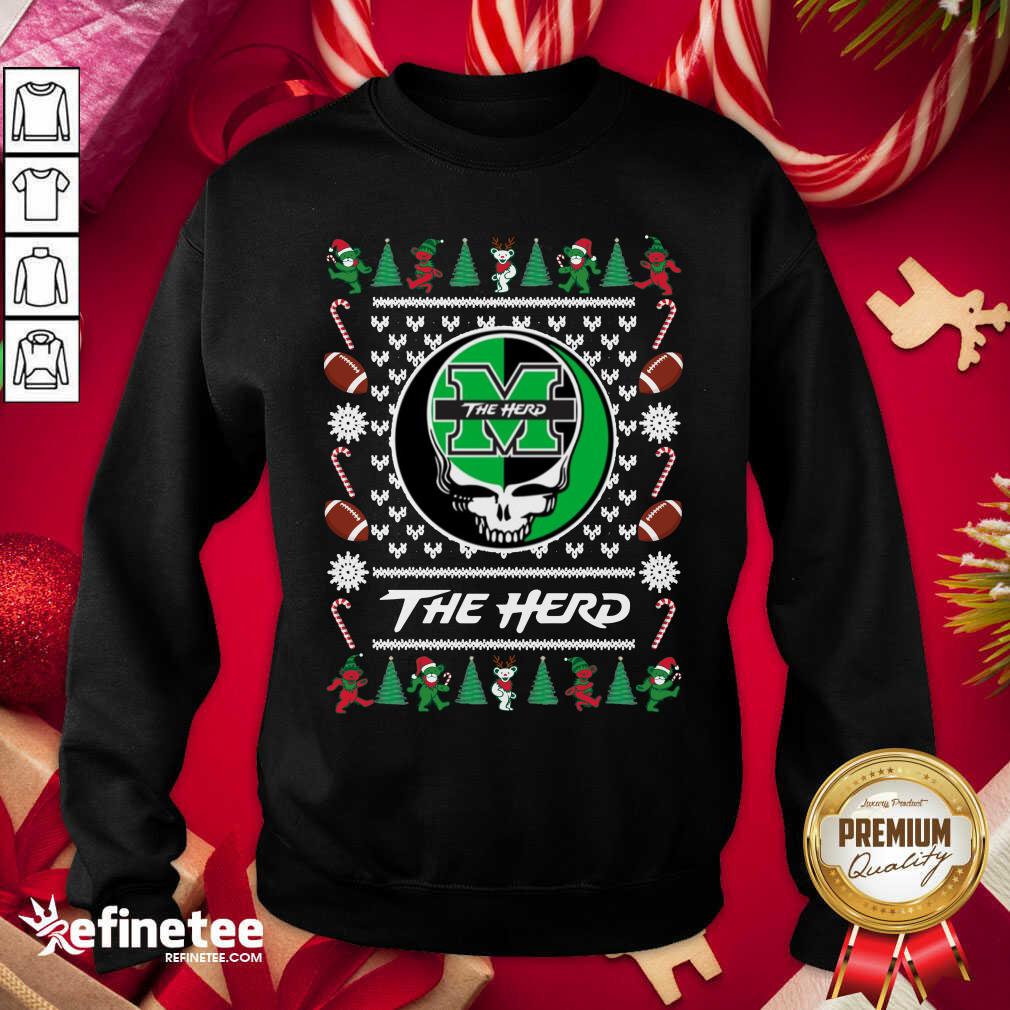 Nice Marshall Thundering Herd Grateful Dead Ugly Christmas Sweatshirt - Design By Refinetee.com Marshall Thundering Herd Grateful Dead Ugly Christmas Sweatshirt - Design By Refinetee.com