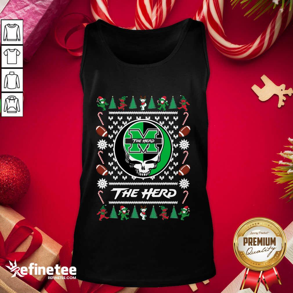 Nice Marshall Thundering Herd Grateful Dead Ugly Christmas Tank Top - Design By Refinetee.com Marshall Thundering Herd Grateful Dead Ugly Christmas Tank Top - Design By Refinetee.com