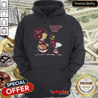 Nice The Peanuts Charlie Brown And Snoopy Woodstock Virginia Tech Hokies Football Hoodie - Design By Refinetee.com