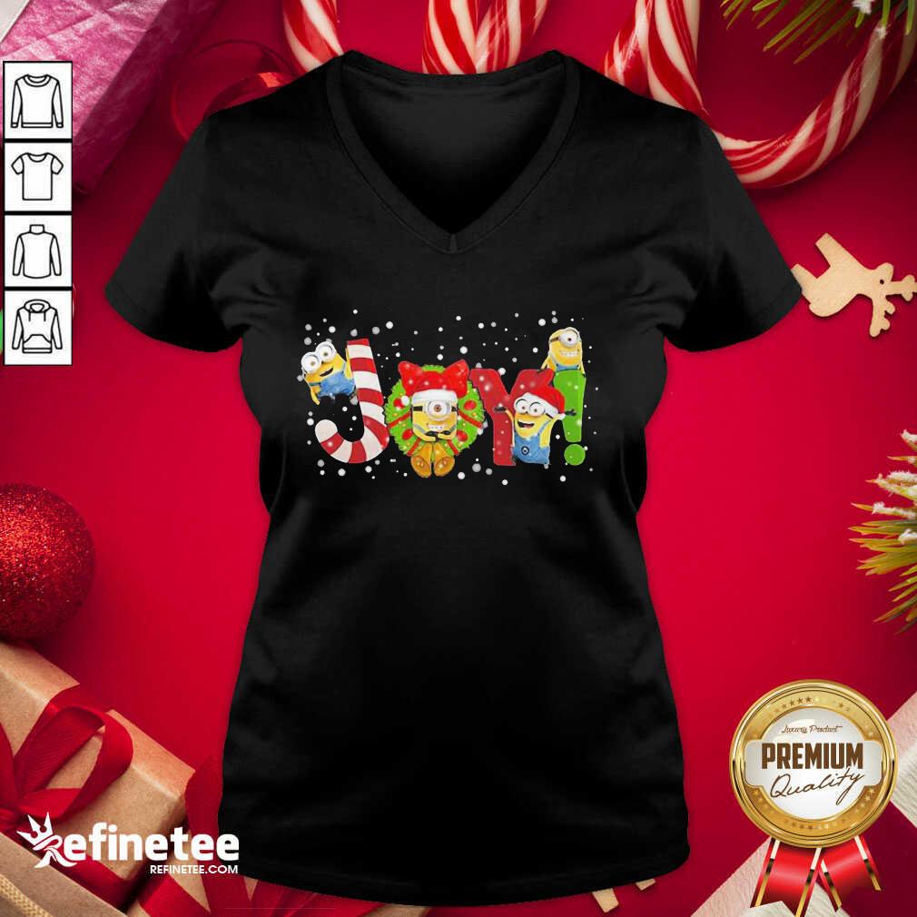Official Minions Joy Christmas V-neck - Design By Refinetee.com Minions Joy Christmas V-neck - Design By Refinetee.com
