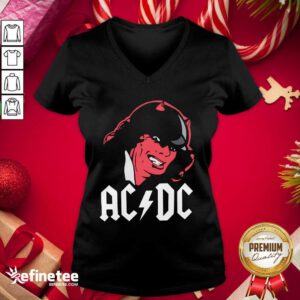 Official Rock Band Red Ac Dc V-neck - Design By Refinetee.com