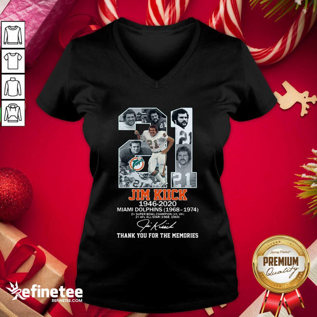 Perfect 21 Jim Kiick 1946 2020 Miami Dolphins Thank You For The Memories Signature V-neck - Design By Refinetee.com 21 Jim Kiick 1946 2020 Miami Dolphins Thank You For The Memories Signature V-neck - Design By Refinetee.com
