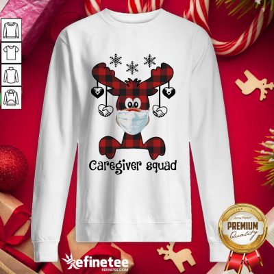 Perfect Reindeer Face Mask Caregiver Squad Christmas Sweatshirt - Design By Refinetee.com Reindeer Face Mask Caregiver Squad Christmas Sweatshirt - Design By Refinetee.com