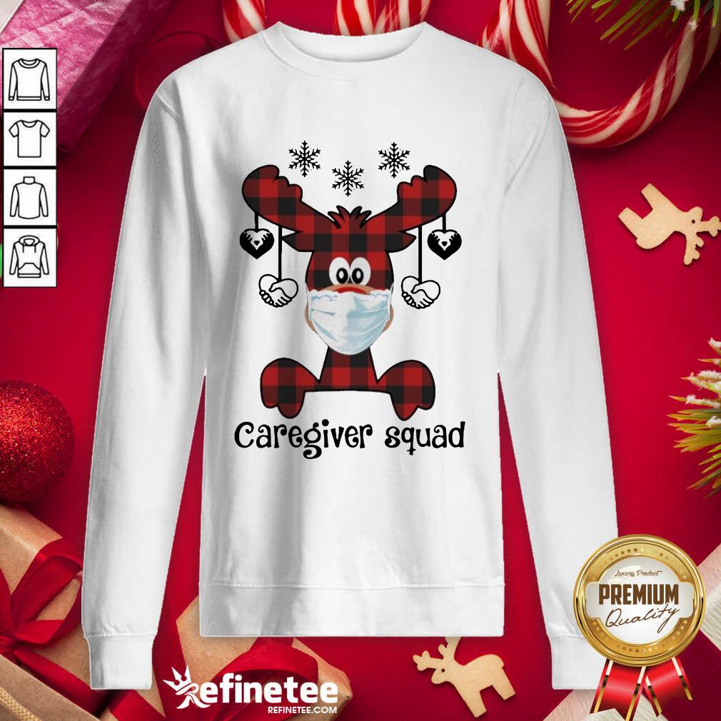 Perfect Reindeer Face Mask Caregiver Squad Christmas Sweatshirt - Design By Refinetee.com