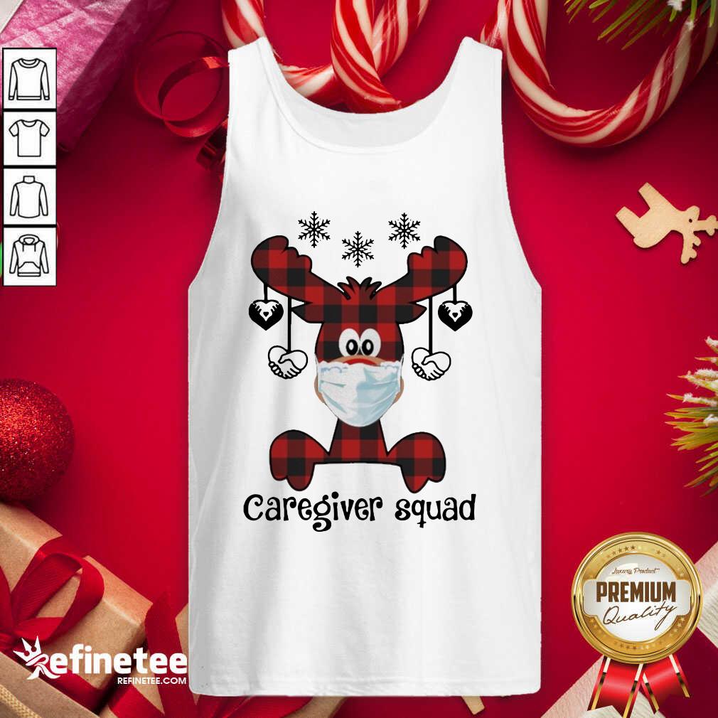 Perfect Reindeer Face Mask Caregiver Squad Christmas Tank Top - Design By Refinetee.com