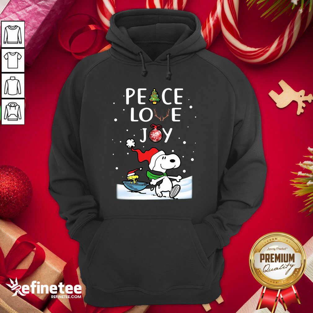 Premium Snoopy Peace Love Joy Hoodie - Design By Refinetee.com Snoopy Peace Love Joy Hoodie - Design By Refinetee.com