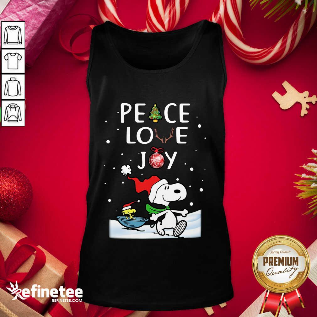 Premium Snoopy Peace Love Joy Tank Top - Design By Refinetee.com Snoopy Peace Love Joy Tank Top - Design By Refinetee.com