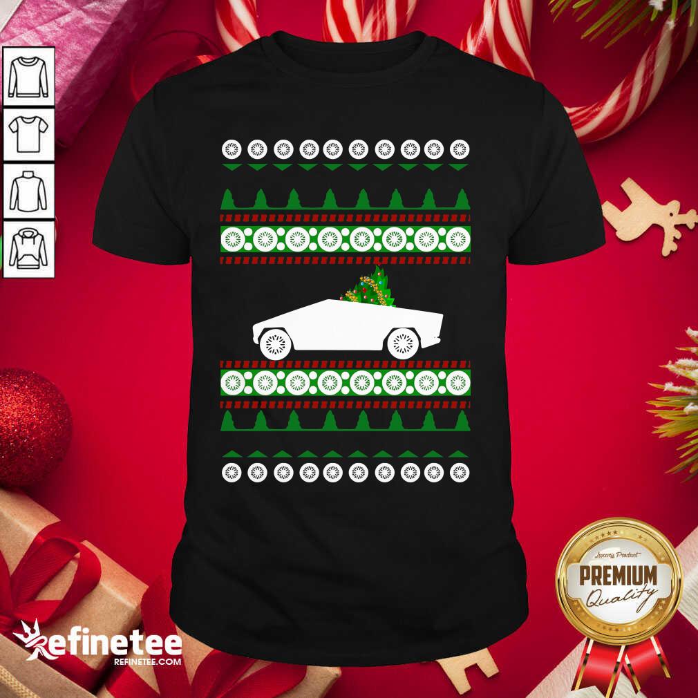 Pretty CyberTruck Tesla Ugly Christmas Shirt - Design By Refinetee.com
