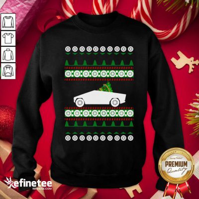 Pretty CyberTruck Tesla Ugly Christmas Sweatshirt - Design By Refinetee.com