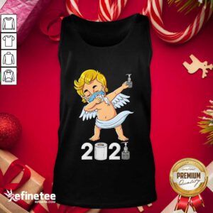 Pretty Dabbing Cupid In A Mask Funny Valentines Day 2021 Dab Tank Top - Design By Refinetee.com