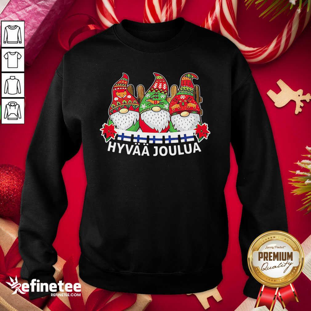 Pretty Gnome Finnish Hyvaa Joulua Christmas Sweatshirt - Design By Refinetee.com Gnome Finnish Hyvaa Joulua Christmas Sweatshirt - Design By Refinetee.com