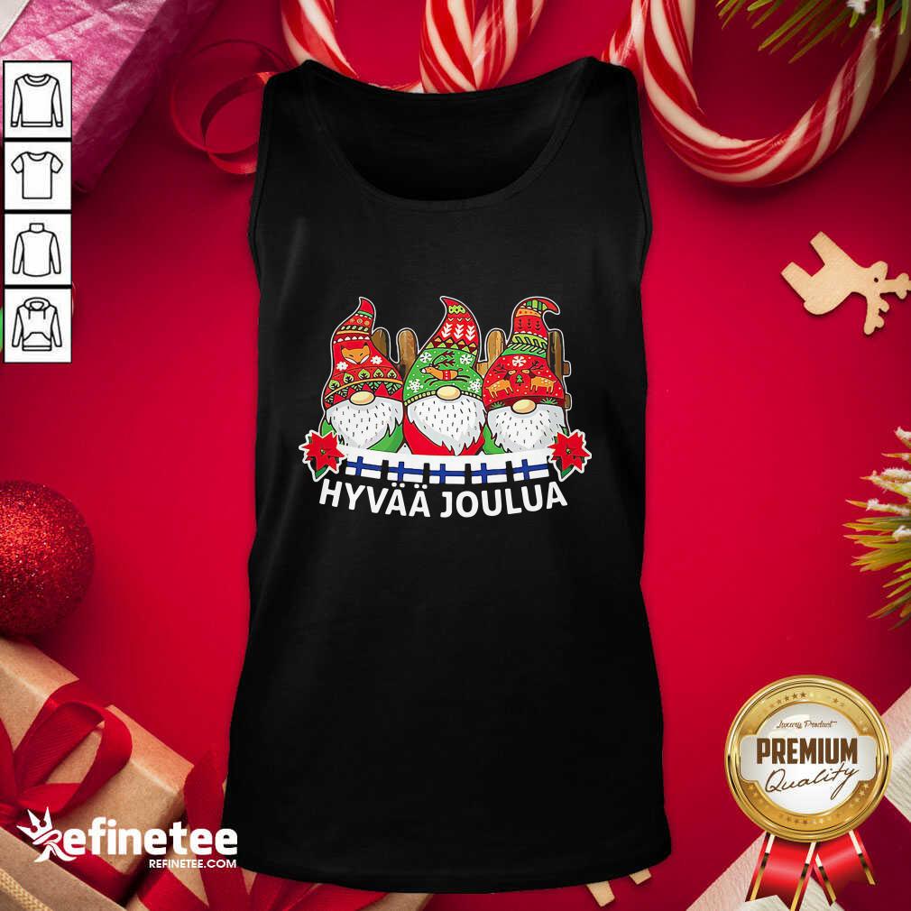 Pretty Gnome Finnish Hyvaa Joulua Christmas Tank Top - Design By Refinetee.com Gnome Finnish Hyvaa Joulua Christmas Tank Top - Design By Refinetee.com