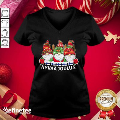 Pretty Gnome Finnish Hyvaa Joulua Christmas V-neck - Design By Refinetee.com
