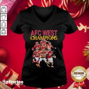 Pretty Kansas City Chiefs AFC West Champions Signatures V-neck - Design By Refinetee.com