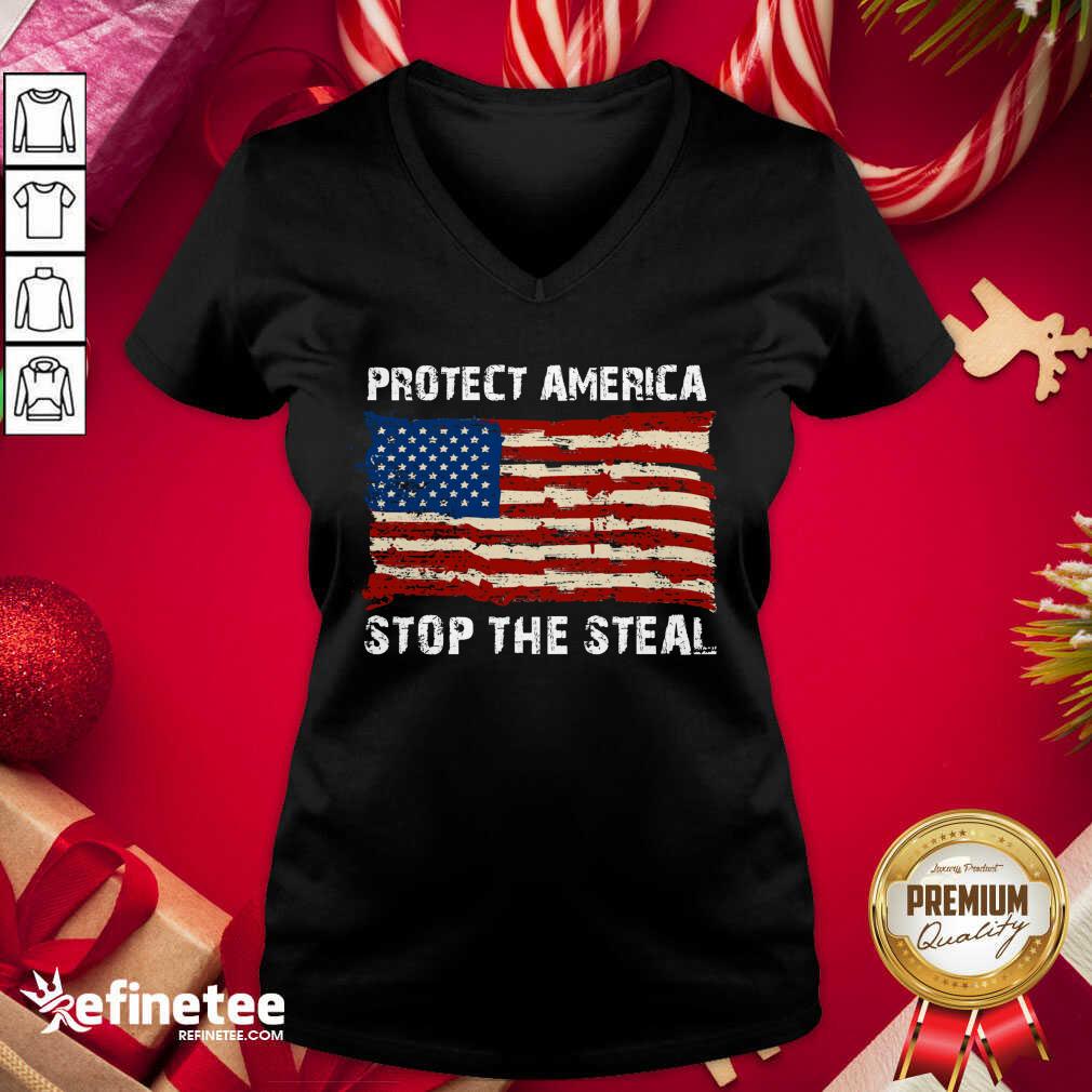 Pretty Protect America Stop The Steal Voter Fraud Trump 2020 Us Flag V-neck - Design By Refinetee.com Protect America Stop The Steal Voter Fraud Trump 2020 Us Flag V-neck - Design By Refinetee.com