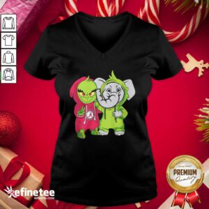 Pro Baby Grinch Baby Elephant Peace Alabama Crimson Tide V-neck - Design By Refinetee.com