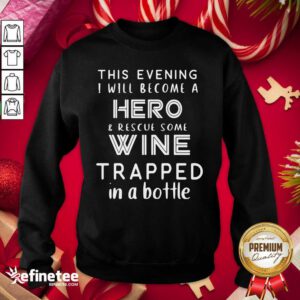Pro This Evening I Will Become A Hero Rescue Some Wine Trapped In A Bottle Sweatshirt - Design By Refinetee.com