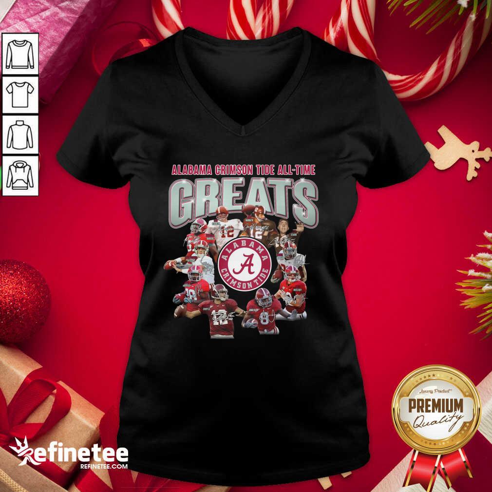 Super Nice Alabama Crimson Tide All Time Greats Signatures V-neck - Design By Refinetee.com Alabama Crimson Tide All Time Greats Signatures V-neck - Design By Refinetee.com