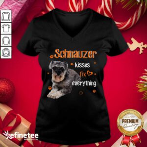 Super Nice Schnauzer Kisses Fix Everything V-neck - Design By Refinetee.com