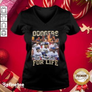 Top Los Angeles Dodgers Baseball For Life Signatures Shirt V-neck - Design By Refinetee.com