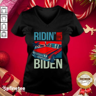 Top Riding With Biden Kamala Harris Joe Biden Vintage Retro Car V-neck - Design By Refinetee.com