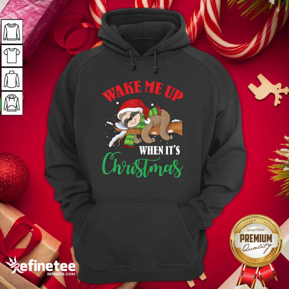 Top Sloth Wake Me Up When It’s Ugly Christmas Hoodie - Design By Refinetee.com Sloth Wake Me Up When It’s Ugly Christmas Hoodie - Design By Refinetee.com