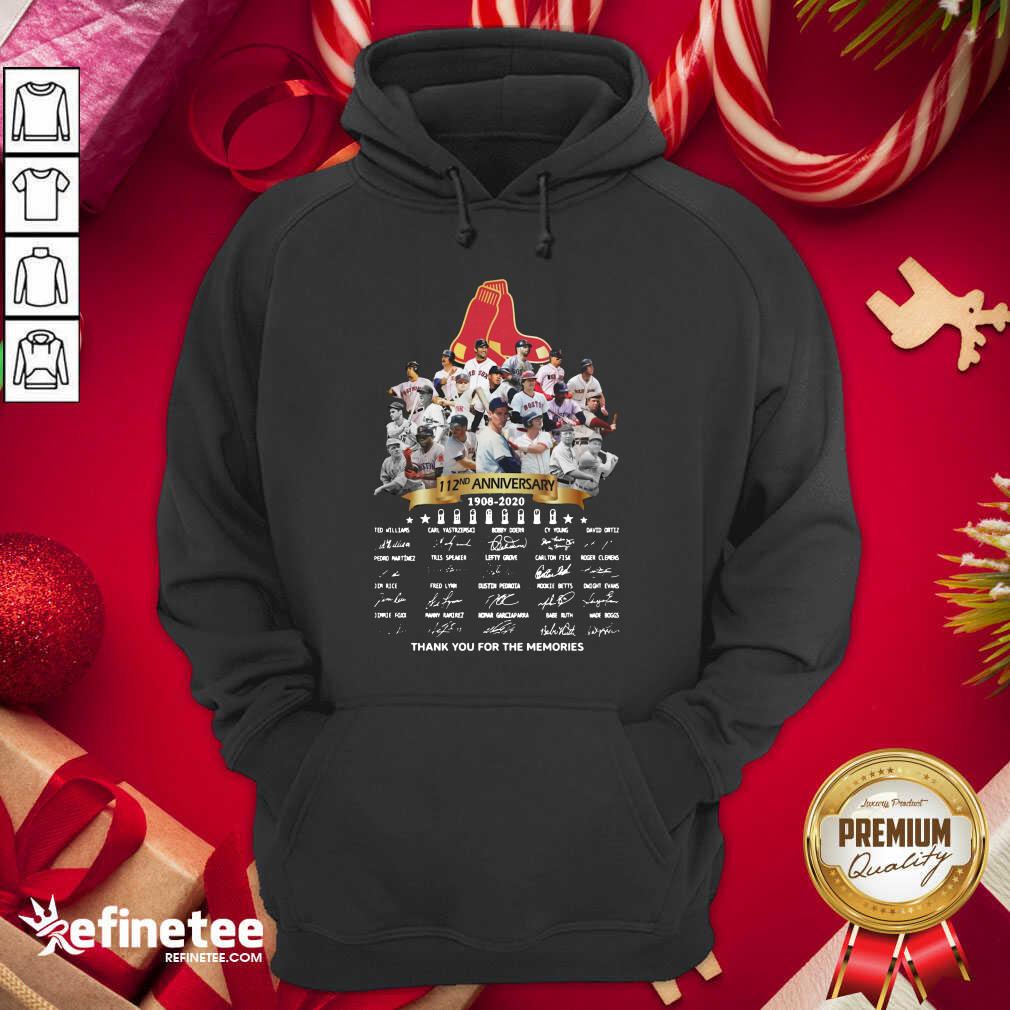 Top The Boston Red Sox 112nd Anniversary 1902 2020 Thank You For The Memories Signatures Hoodie - Design By Refinetee.com The Boston Red Sox 112nd Anniversary 1902 2020 Thank You For The Memories Signatures Hoodie - Design By Refinetee.com