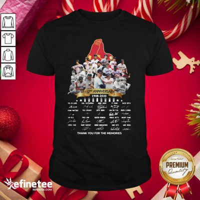 Top The Boston Red Sox 112nd Anniversary 1902 2020 Thank You For The Memories Signatures Shirt - Design By Refinetee.com