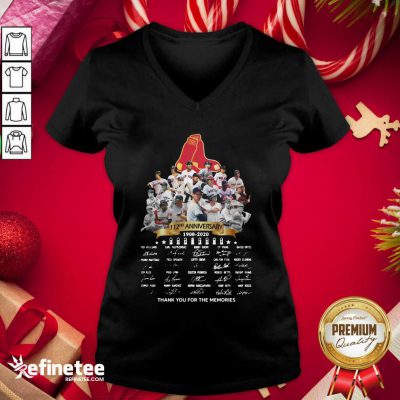 Top The Boston Red Sox 112nd Anniversary 1902 2020 Thank You For The Memories Signatures V-neck - Design By Refinetee.com