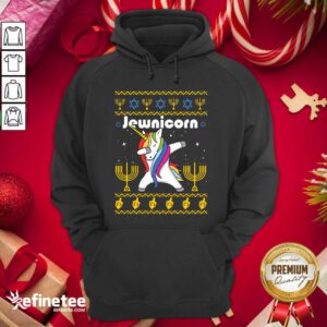 Wonderful Unicorn Jewnicorn Ugly Christmas Hoodie - Design By Refinetee.com