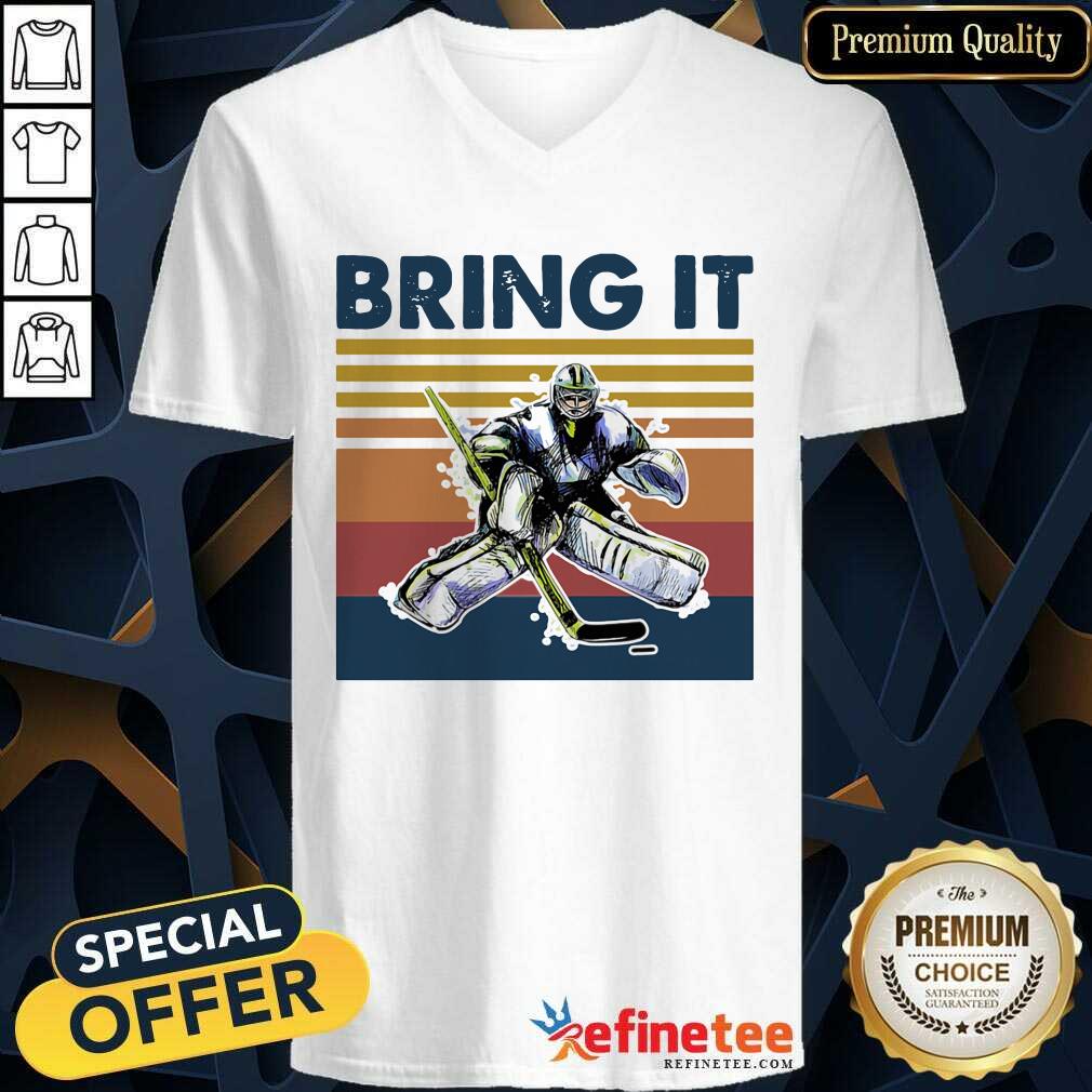 Attractive Hockey Bring It Vintage V-neck Attractive Hockey Bring It Vintage V-neck - Design By Refinetee.com