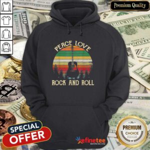 Attractive Peace Love Rock And Roll Guitar Vintage Hoodie - Design By Refinetee.com