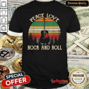 Attractive Peace Love Rock And Roll Guitar Vintage Shirt - Design By Refinetee.com